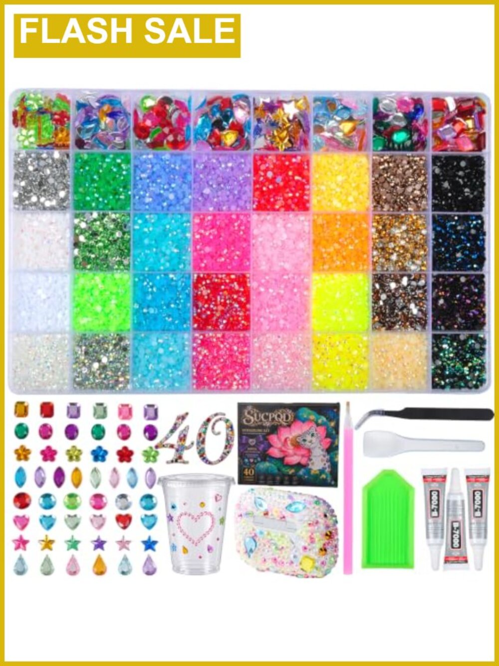 50,000-Piece Resin Rhinestone Bedazzling Kit with Tools and Storage